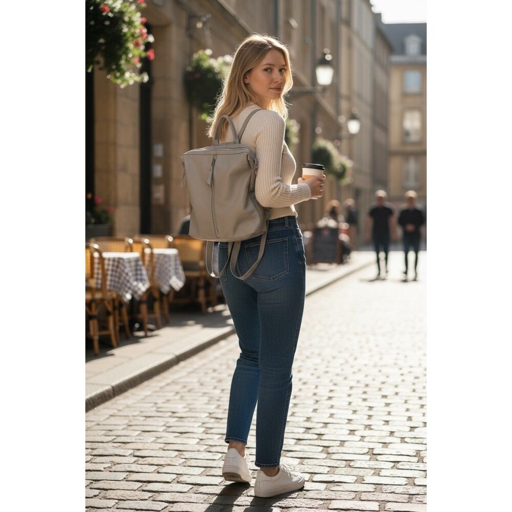Urban Expressions Cream Vegan Leather Backpack Purse Bag Womens - Picture 3 of 13